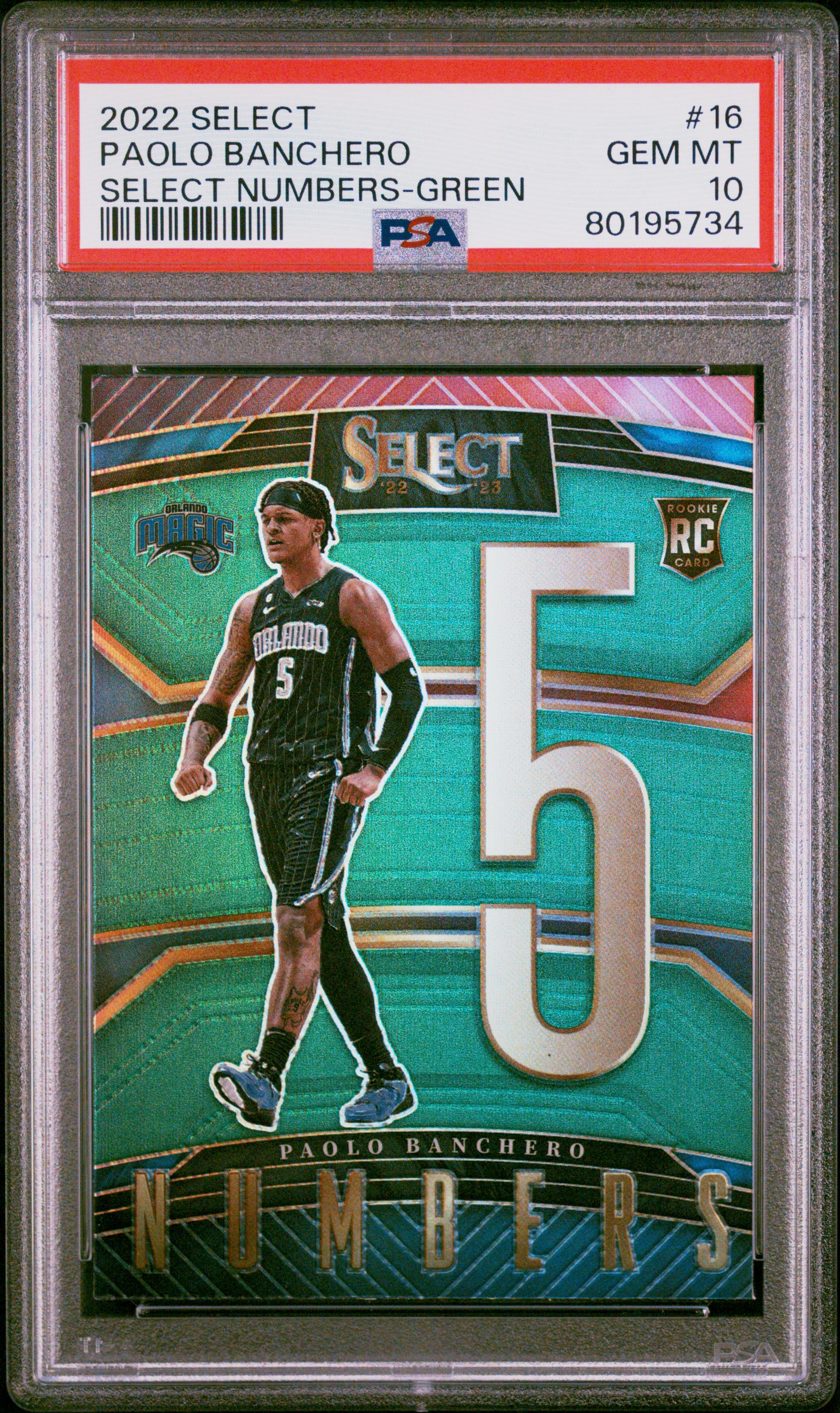 2022 Panini Select Select Numbers Green #16 Paolo Banchero Rookie Card – PSA GEM MT 10