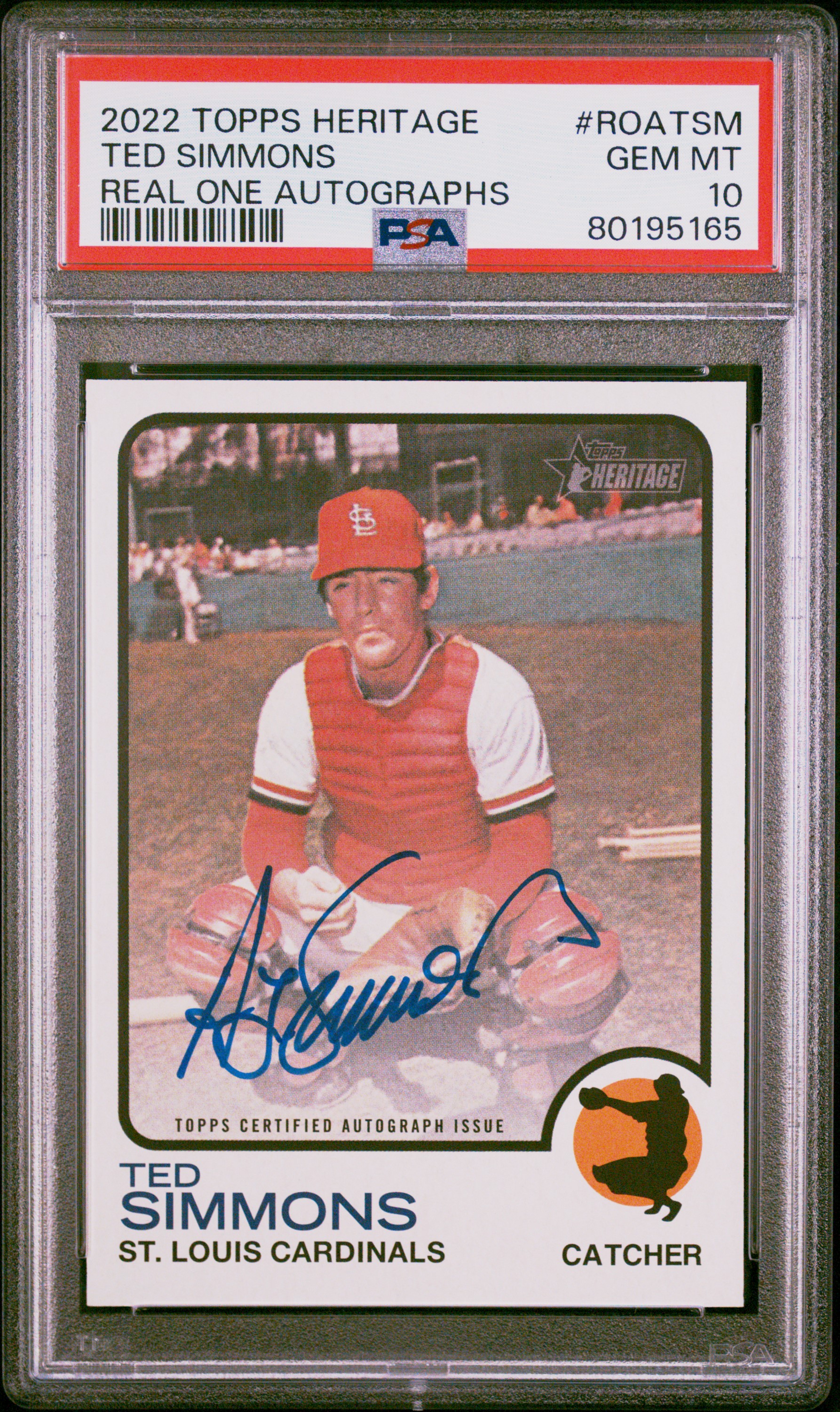 2022 Topps Heritage Real One Autographs #ROATSM Ted Simmons – PSA GEM MT 10