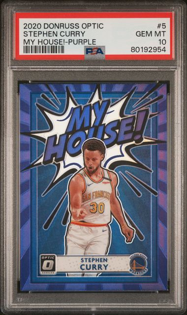 2020 Panini Donruss Optic My House! Purple #5 Stephen Curry – PSA