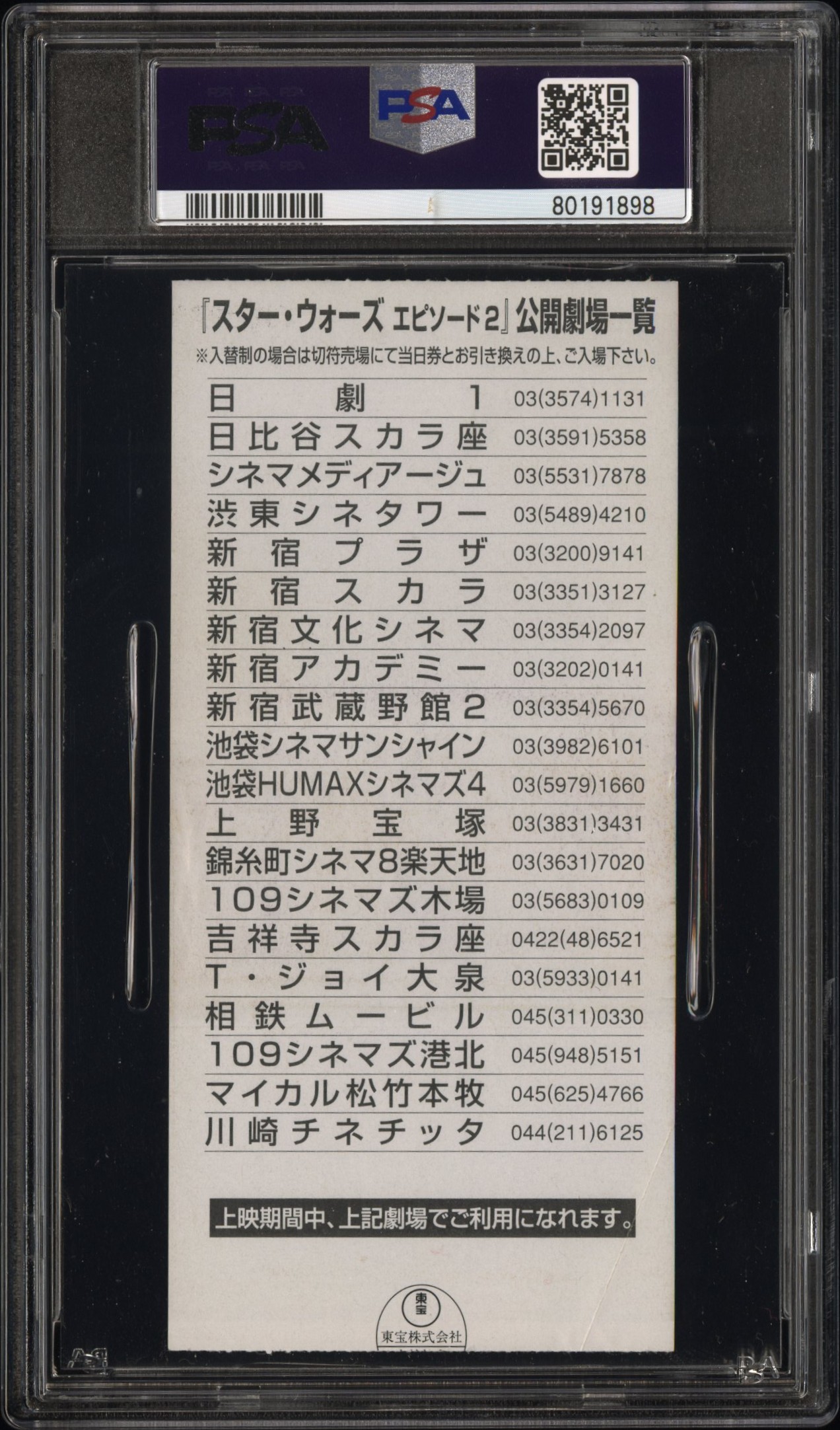 2002 Star Wars Ii-Stub The Clones" Japanese Movie #Stub (Mcgregor/Portman/Jackson/Baker) Fr 1.5 back