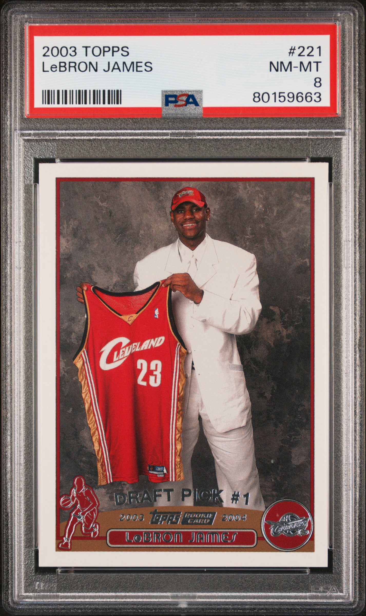 2003-04 Topps #221 LeBron James Rookie Card– PSA NM-MT 8