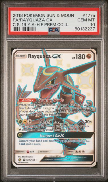 2018 Pokemon Sun & Moon Celestial Storm 2019 Yellow A Hidden Fates Premium  Collection 177A Full Art/Rayquaza Gx – PSA GEM MT 10 on Goldin Auctions