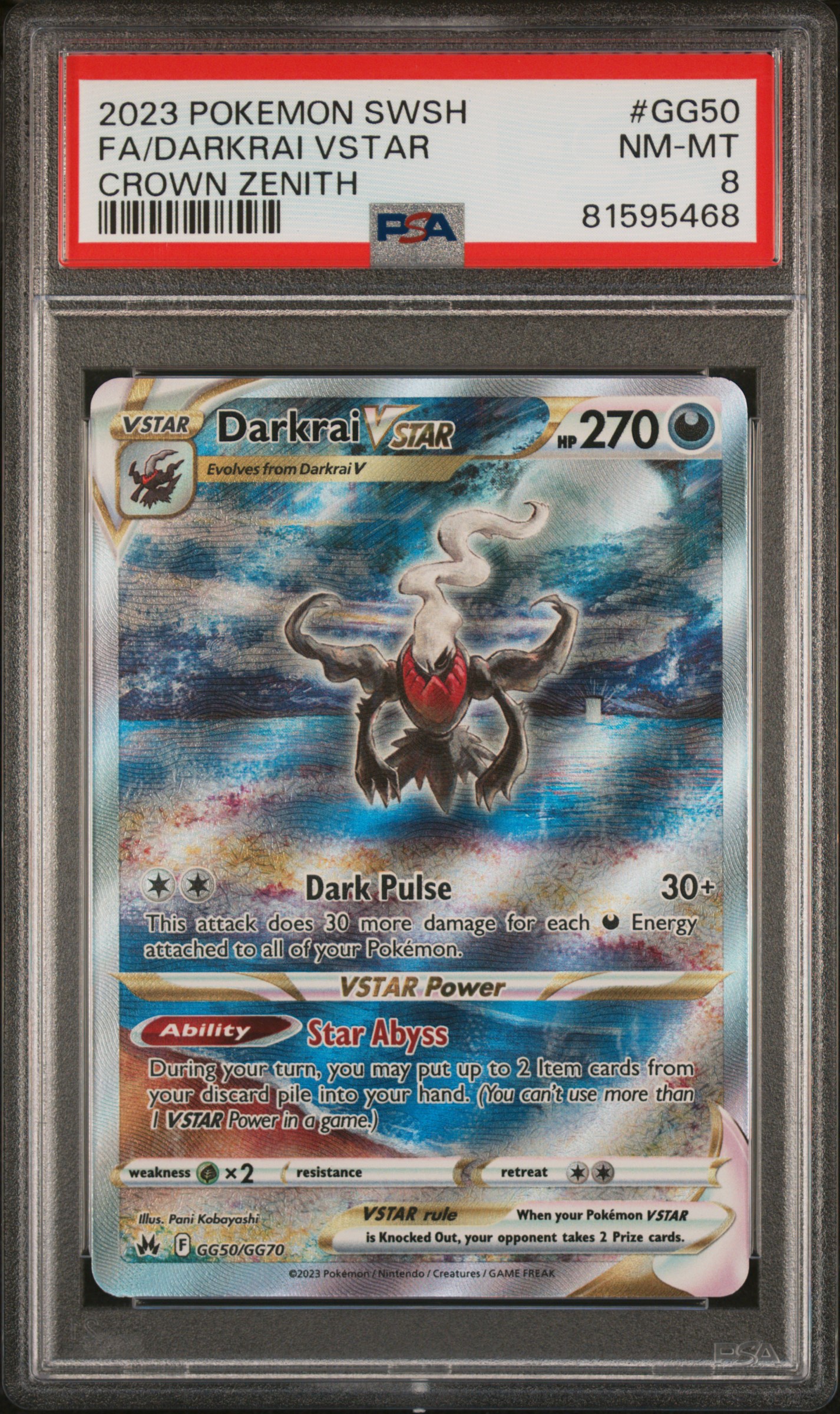 2023 POKEMON SWORD AND SHIELD CROWN ZENITH #GG50 FA/DARKRAI VSTAR CROWN ZENITH