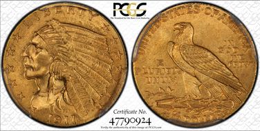 1911-D $2.50 Strong D MS65