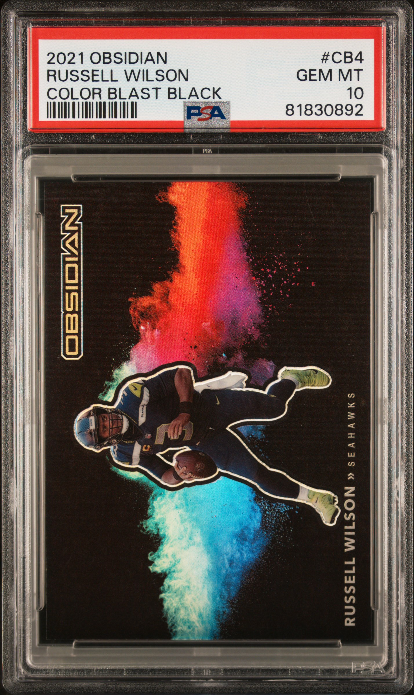 2021 PANINI OBSIDIAN COLOR BLAST BLACK #CB4 RUSSELL WILSON COLOR BLAST BLACK