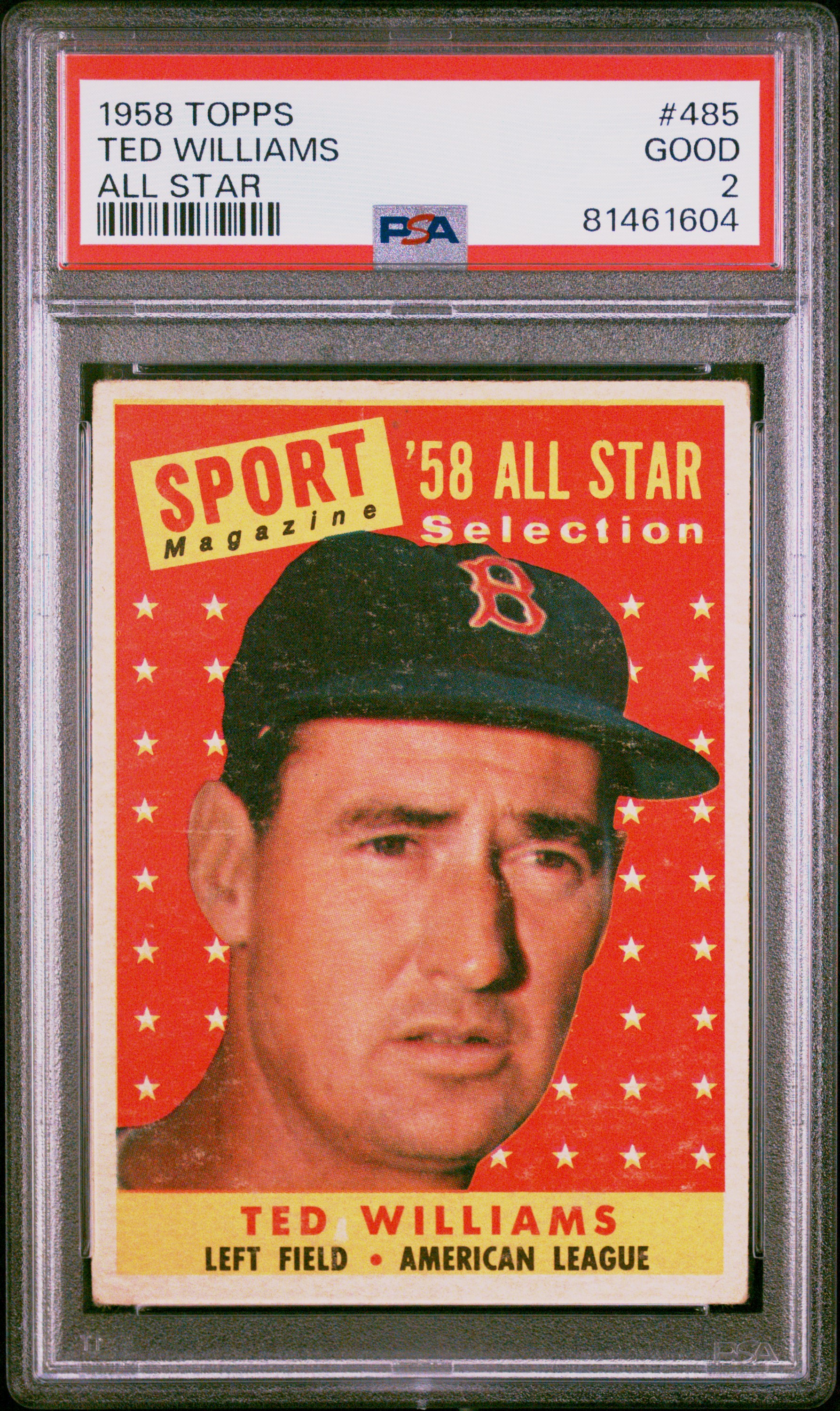 1958 Topps All Star #485 Ted Williams – PSA GD 2
