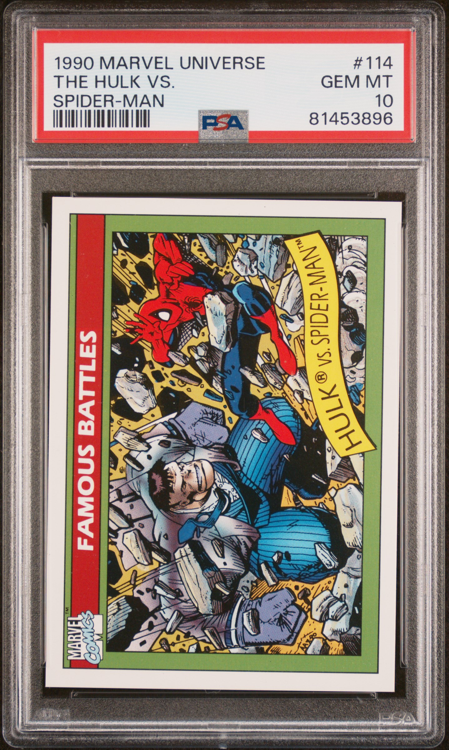 1990 MARVEL UNIVERSE #114 THE HULK VS. SPIDER-MAN