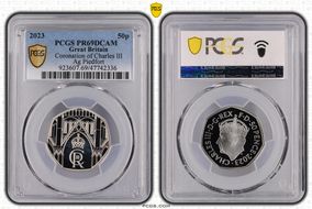 2023 50p Coronation of Charles III  Ag Piedfort PR69DCAM