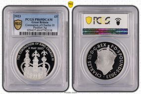 2023 £5 Coronation of Charles III  Piedfort Ag PR69DCAM