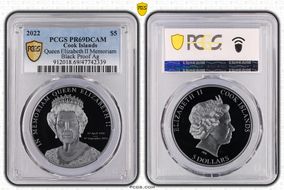 2022 $5 Queen Elizabeth II Memoriam Black Proof Ag PR69DCAM