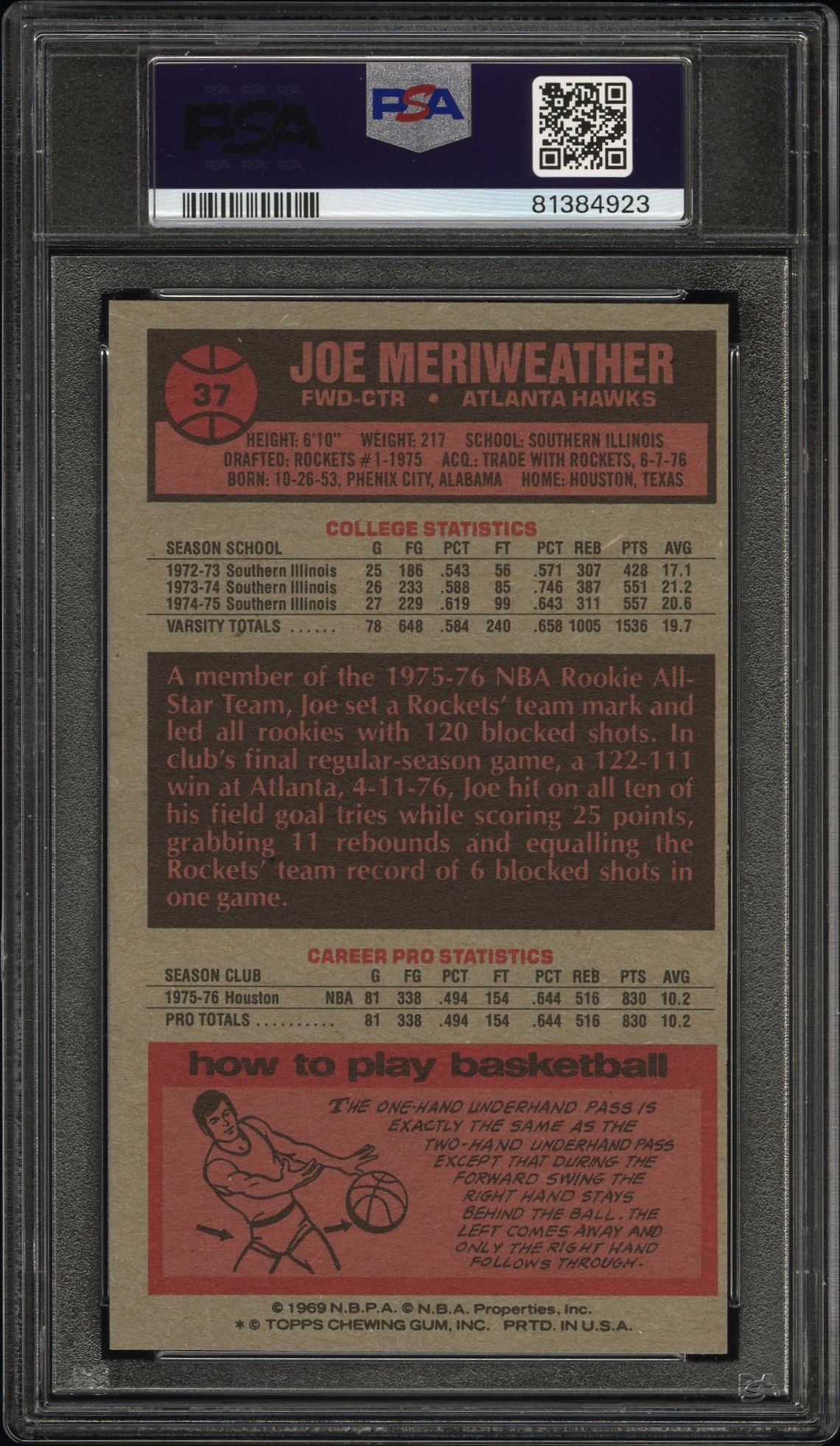 1976 Topps Joe Meriweather #37 Nm-Mt 8 back