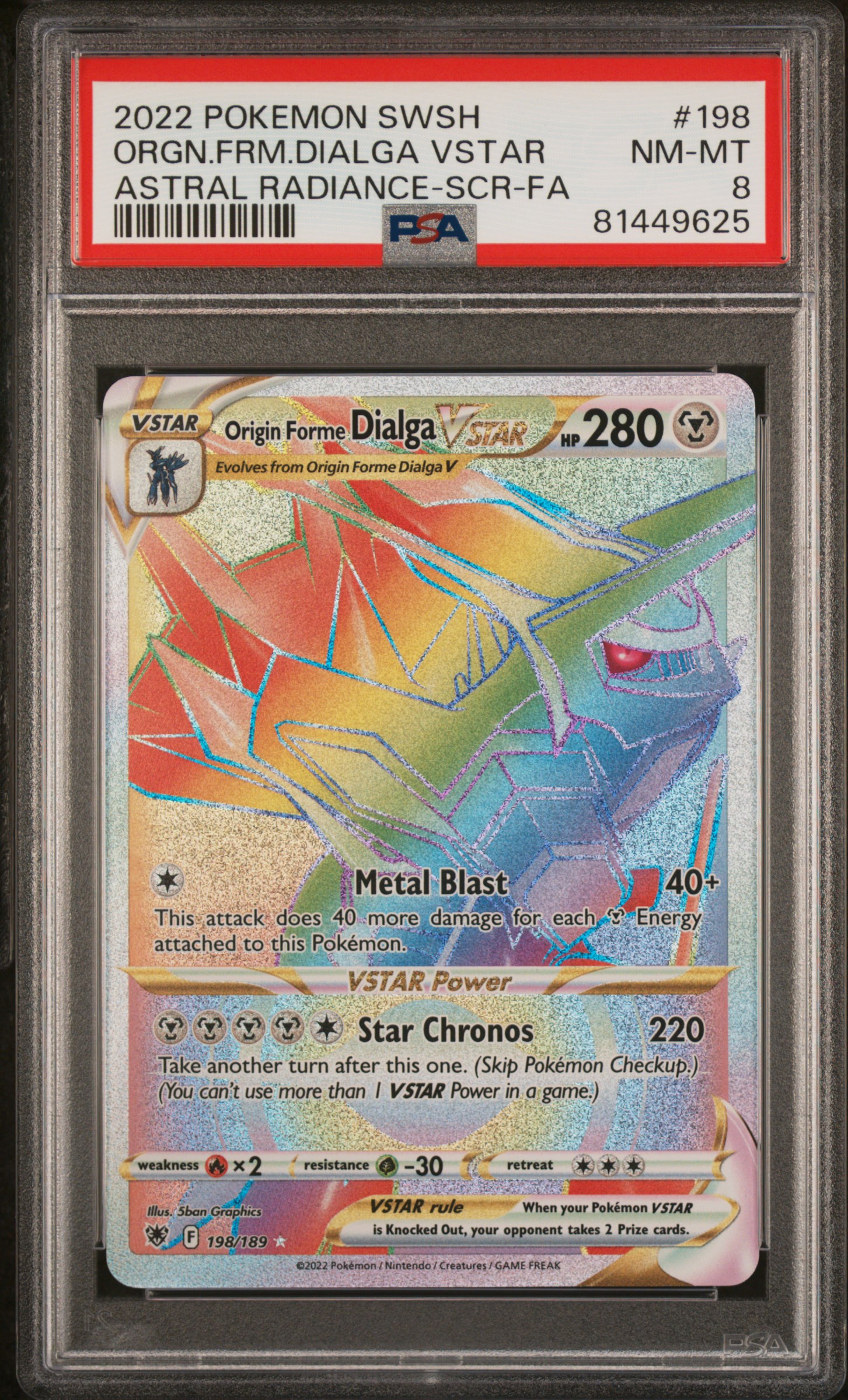 2022 POKEMON SWORD & SHIELD ASTRAL RADIANCE #198 ORGN.FRM.DIALGA VSTAR ASTRAL RADIANCE-SCR-FA