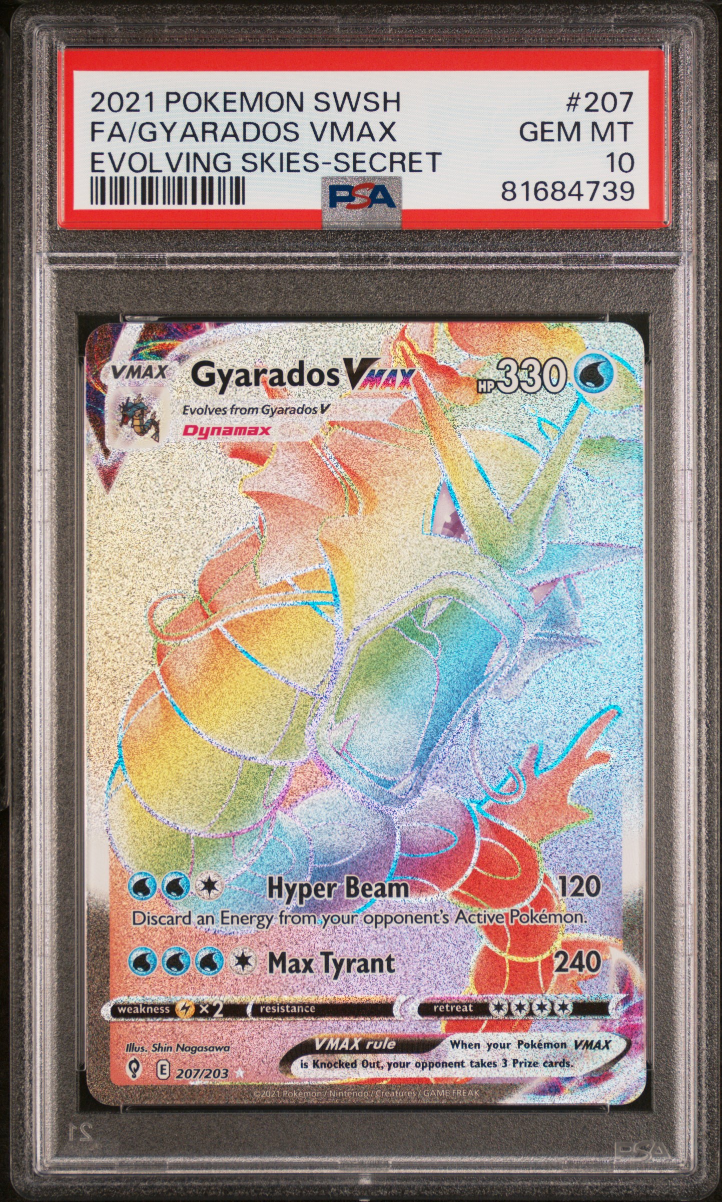 2021 POKEMON SWORD & SHIELD EVOLVING SKIES #207 FA/GYARADOS VMAX EVOLVING SKIES-SECRET