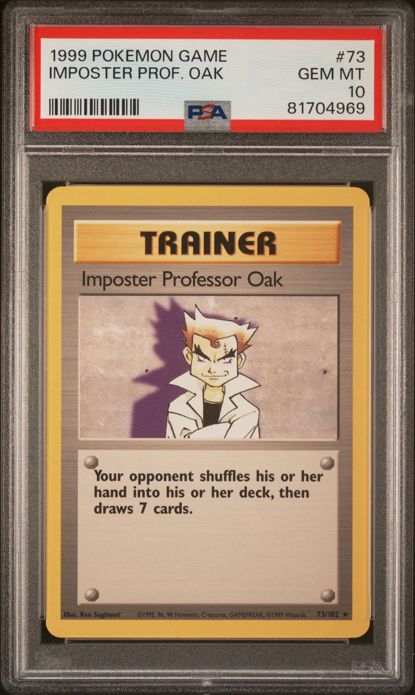 1999 Pokemon Game #73 Imposter Professor Oak - PSA GEM MT 10
