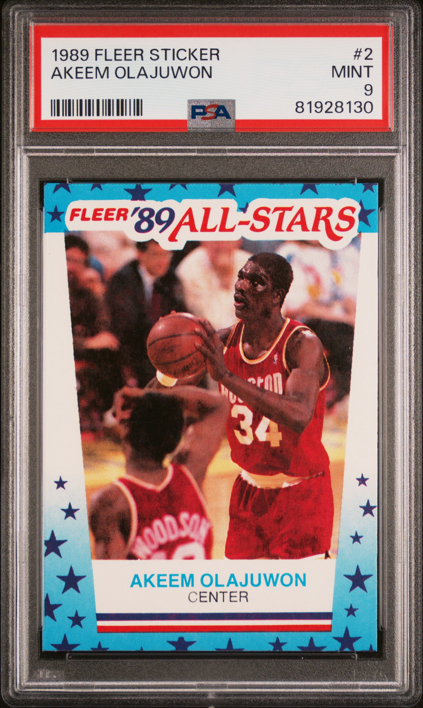 1989 FLEER STICKER #2 AKEEM OLAJUWON