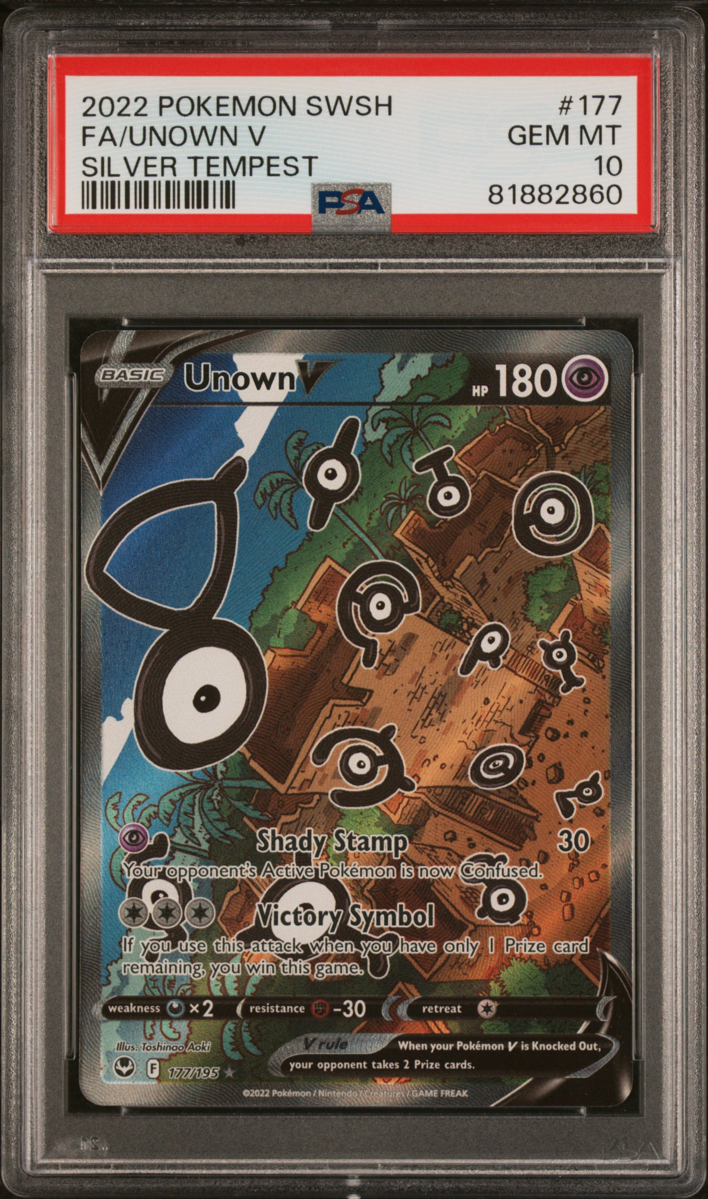 2022 POKEMON SWORD & SHIELD SILVER TEMPEST #177 FA/UNOWN V SILVER TEMPEST