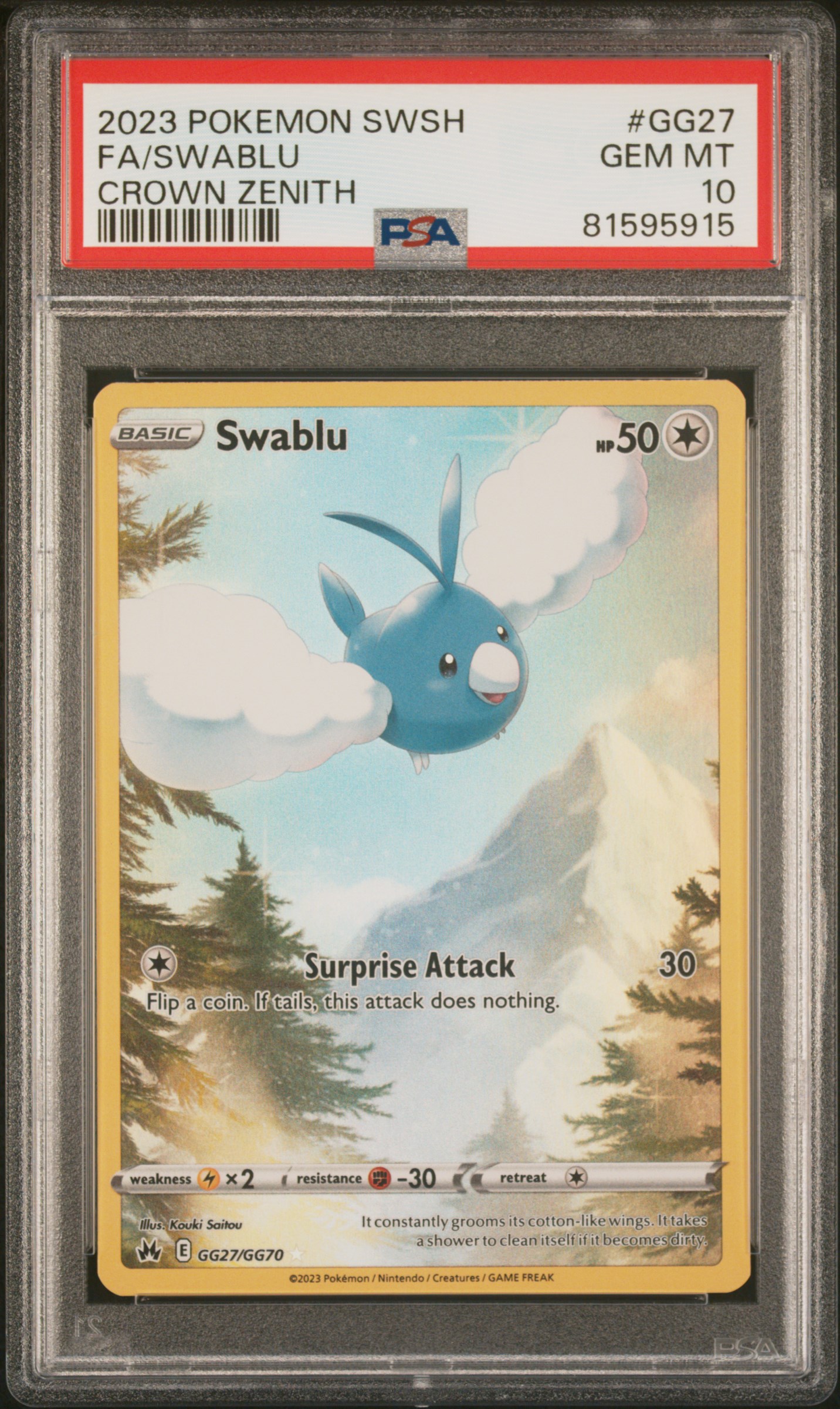 2023 POKEMON SWORD AND SHIELD CROWN ZENITH #GG27 FA/SWABLU CROWN ZENITH