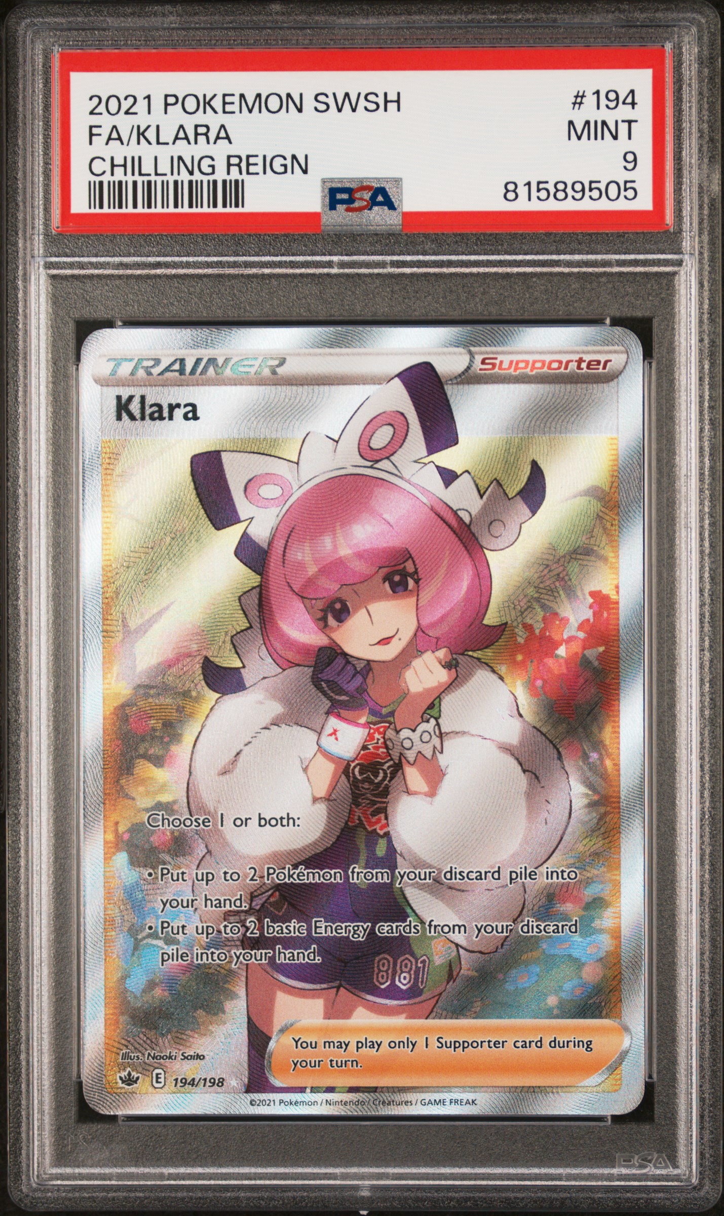 2021 POKEMON SWORD & SHIELD CHILLING REIGN #194 FA/KLARA CHILLING REIGN