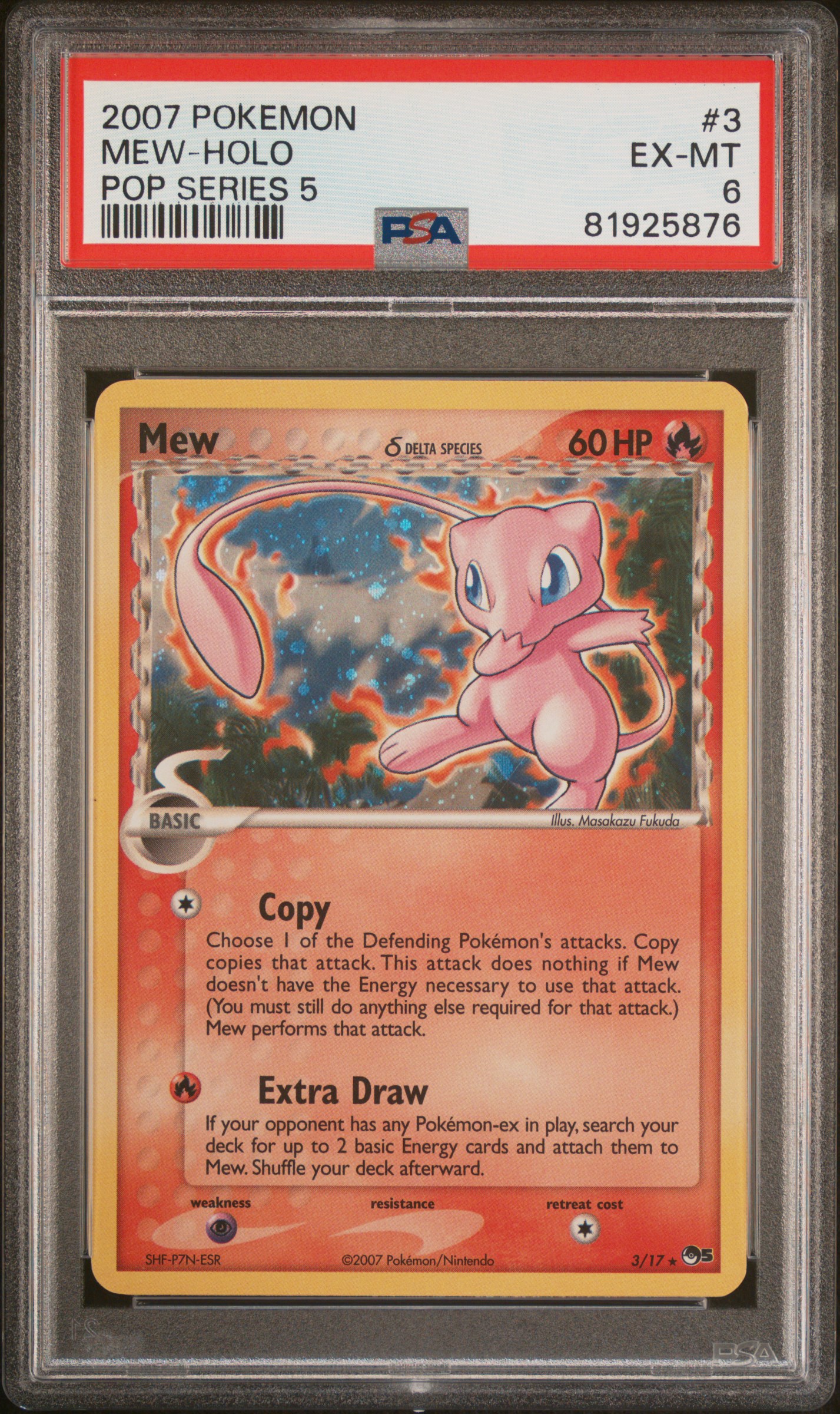 2007 POKEMON POP SERIES 5 #3 MEW-HOLO POP SERIES 5