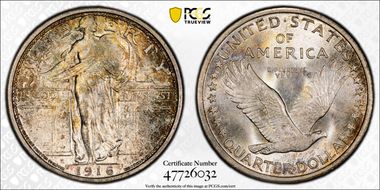 1916 25C Standing Liberty MS67