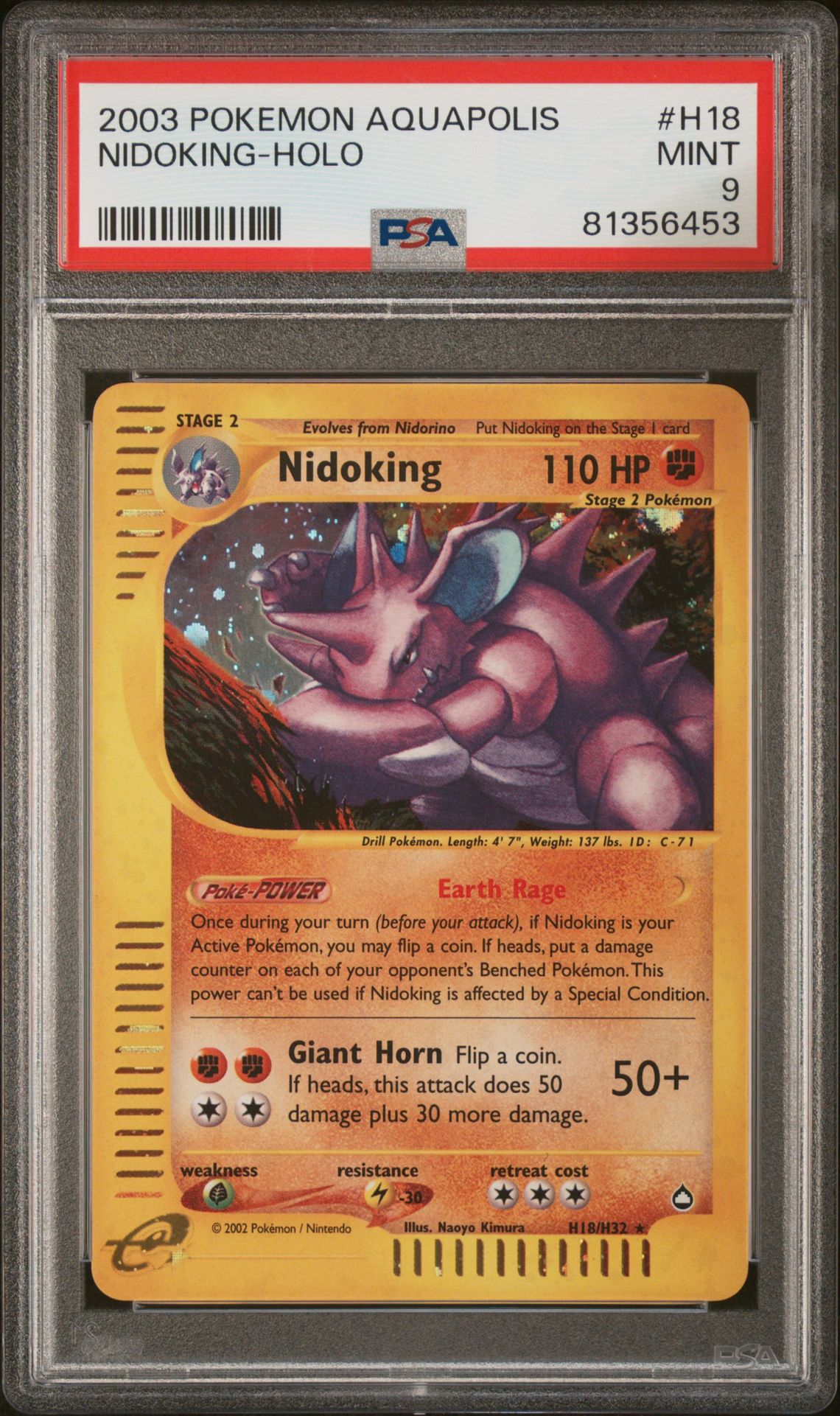 2003 Pokemon POKEMON AQUAPOLIS Holo #H18 Nidoking-Holo front
