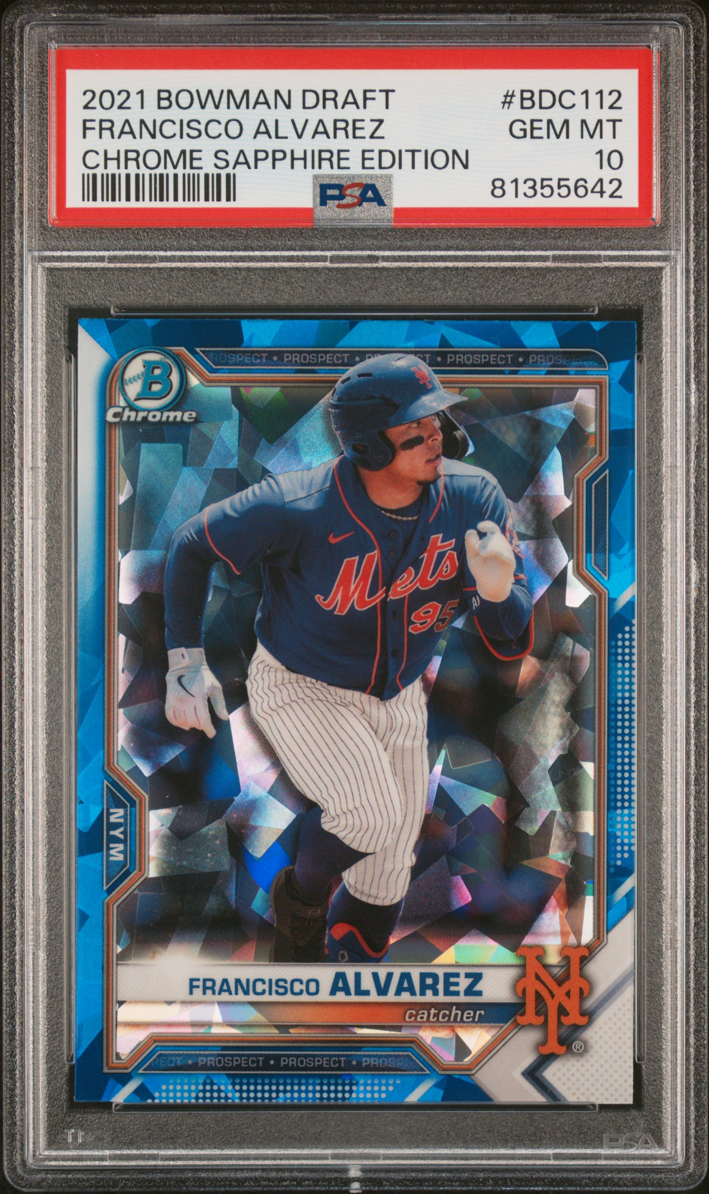 2021 Bowman Draft Chrome Sapphire Edition #BDC112 Francisco Alvarez Rookie Card – PSA GEM MT 10