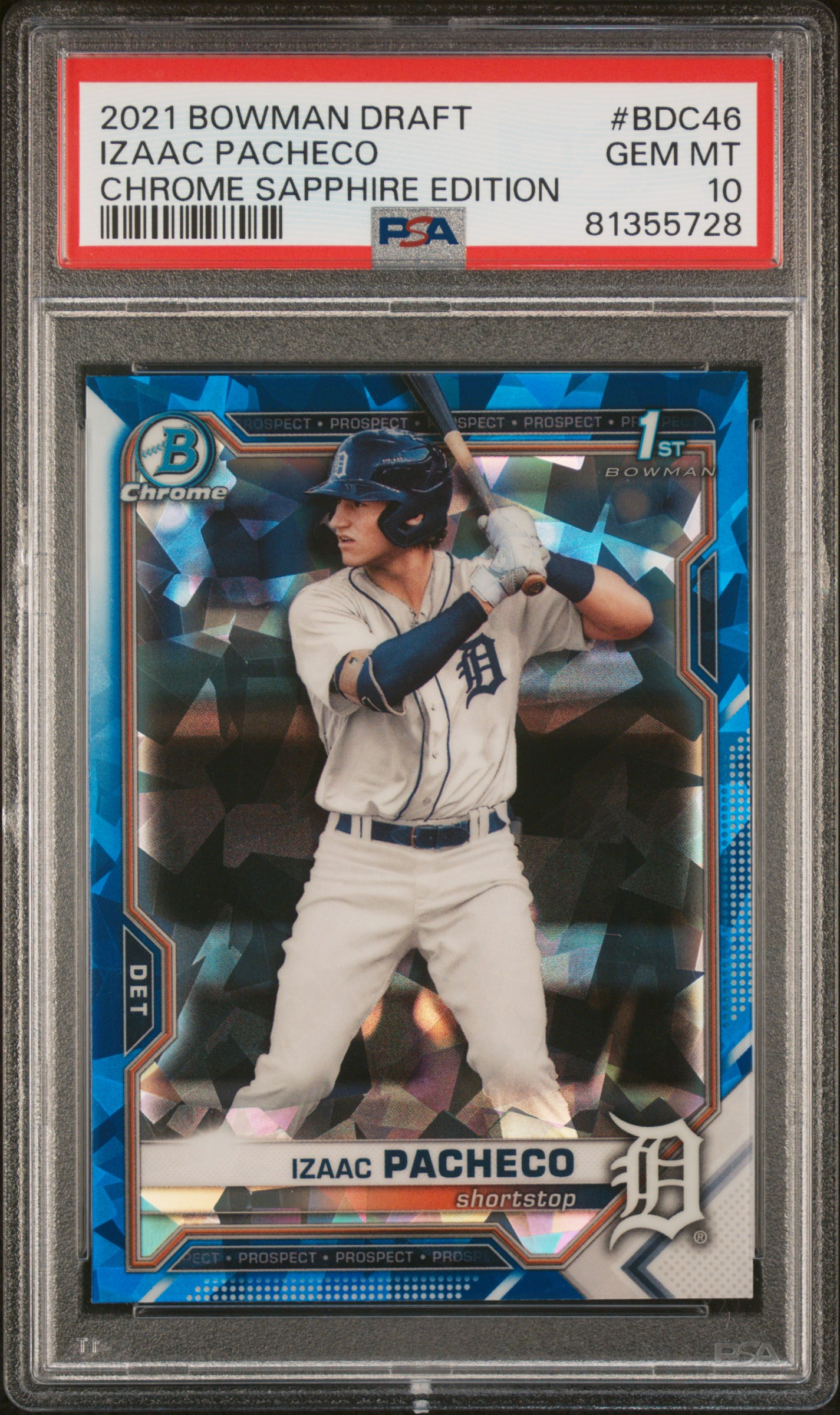 2021 Bowman Draft Chrome Sapphire Edition #BDC46 Izaac Pacheco Rookie Card – PSA GEM MT 10