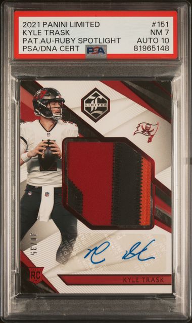 2021 Panini Limited Patch Autograph Ruby Spotlight 151 Kyle Trask