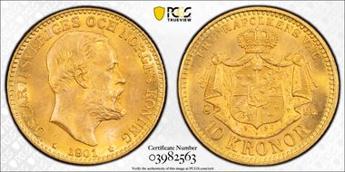 1901 EB 10 Kr KM-767  Au MS64