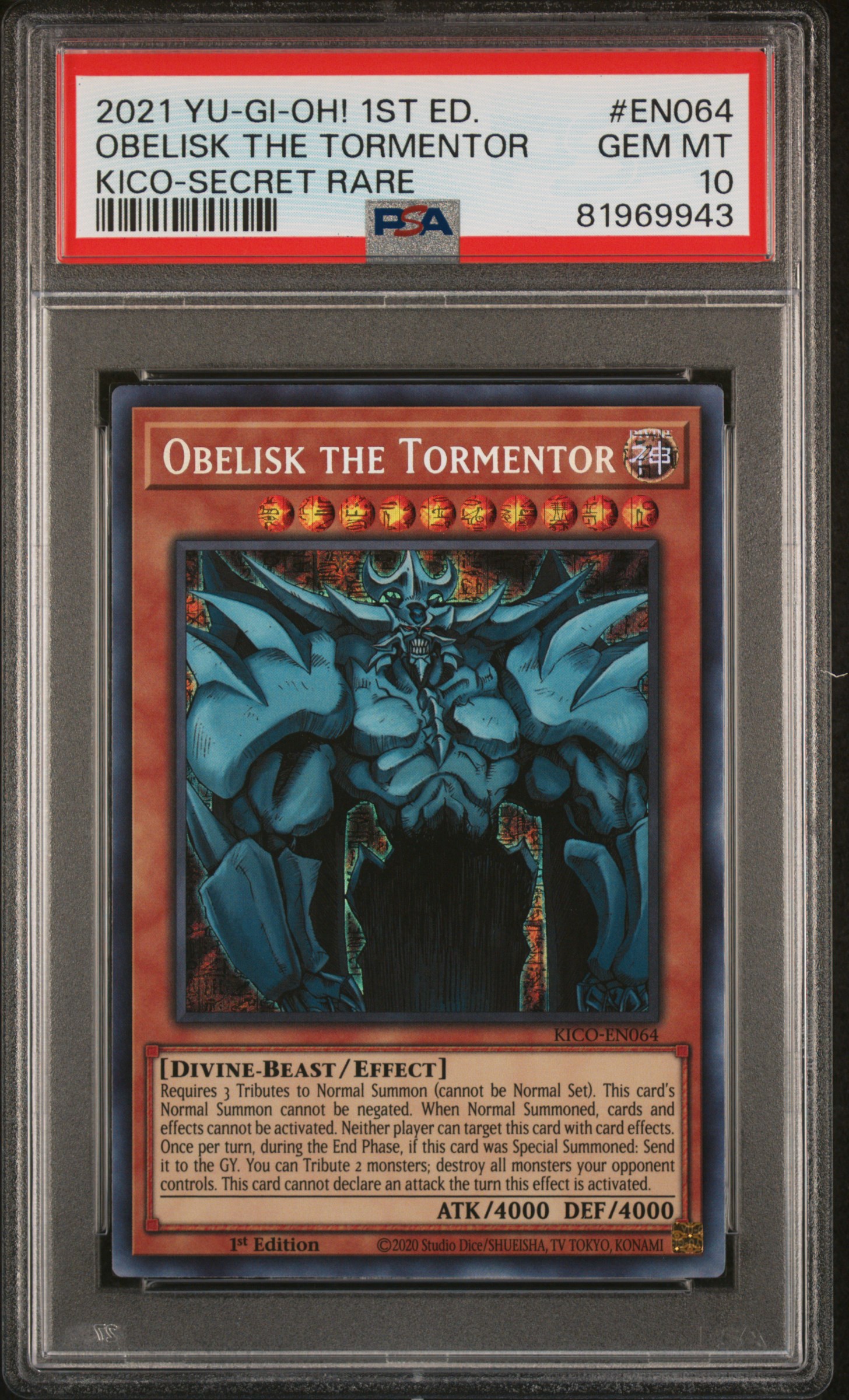 2021 YU-GI-OH! KING'S COURT #EN064 OBELISK THE TORMENTOR KICO-SECRET RARE