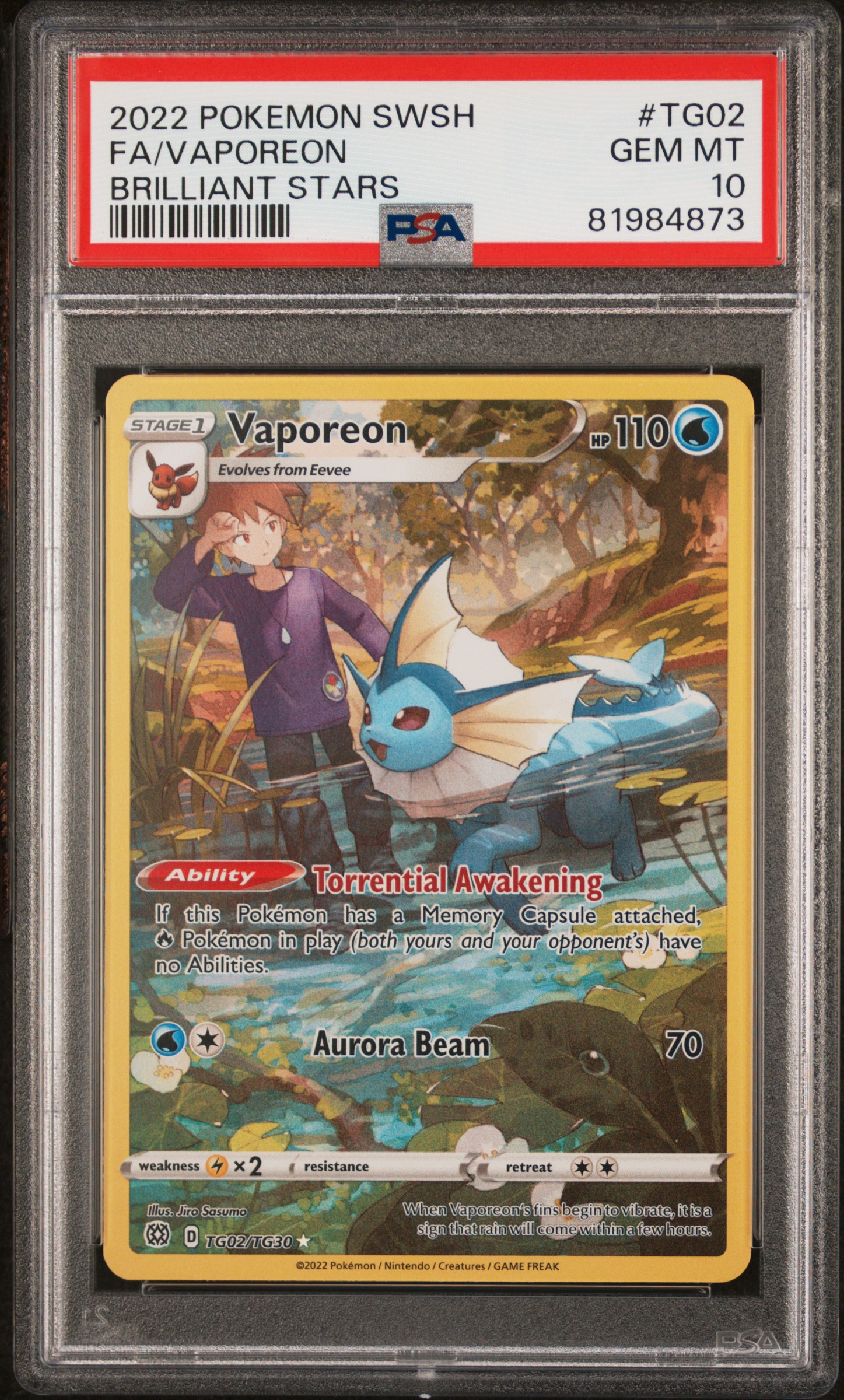 2022 POKEMON SWORD & SHIELD BRILLIANT STARS #TG02 FA/VAPOREON BRILLIANT STARS