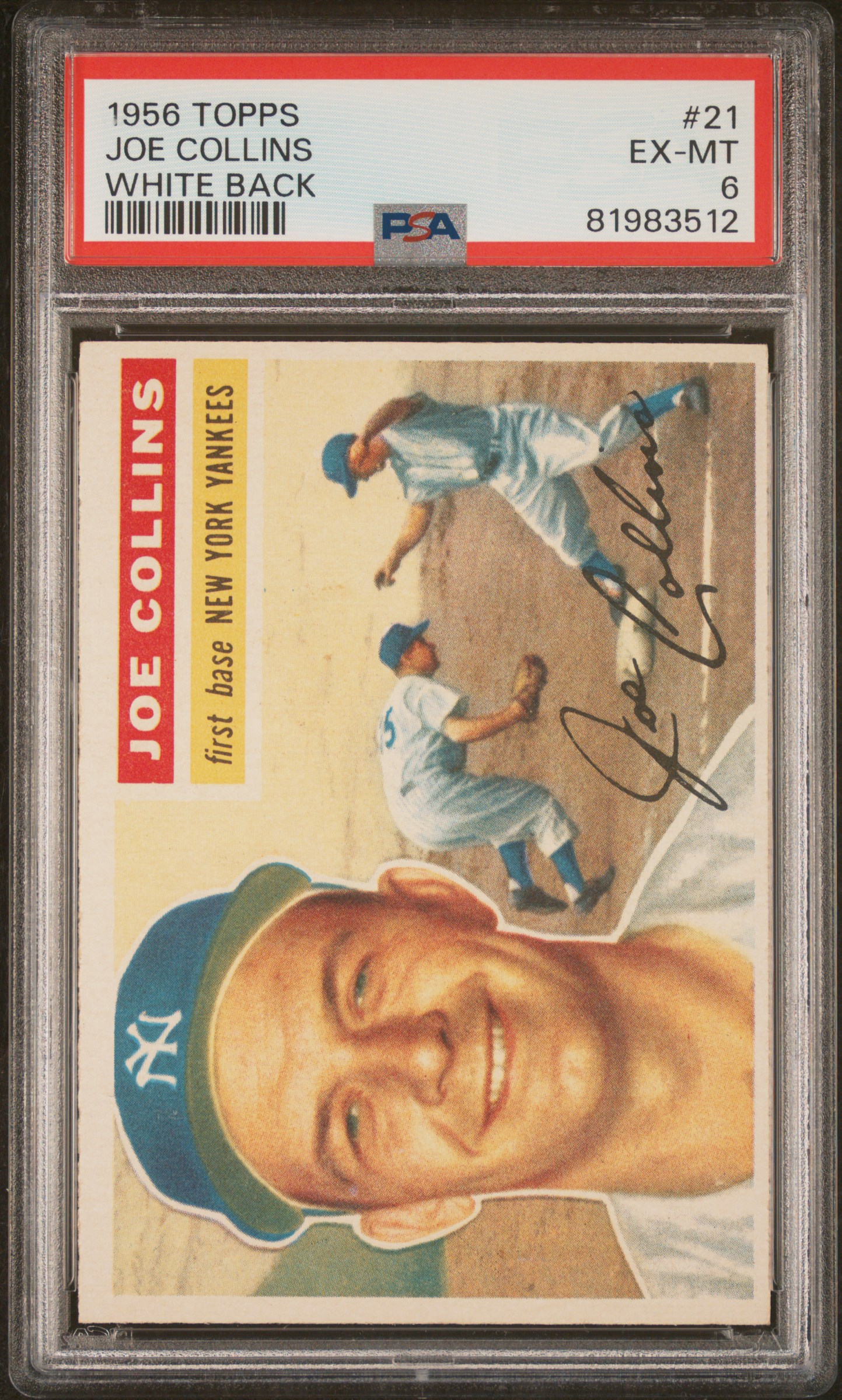 1956 TOPPS #21 JOE COLLINS WHITE BACK