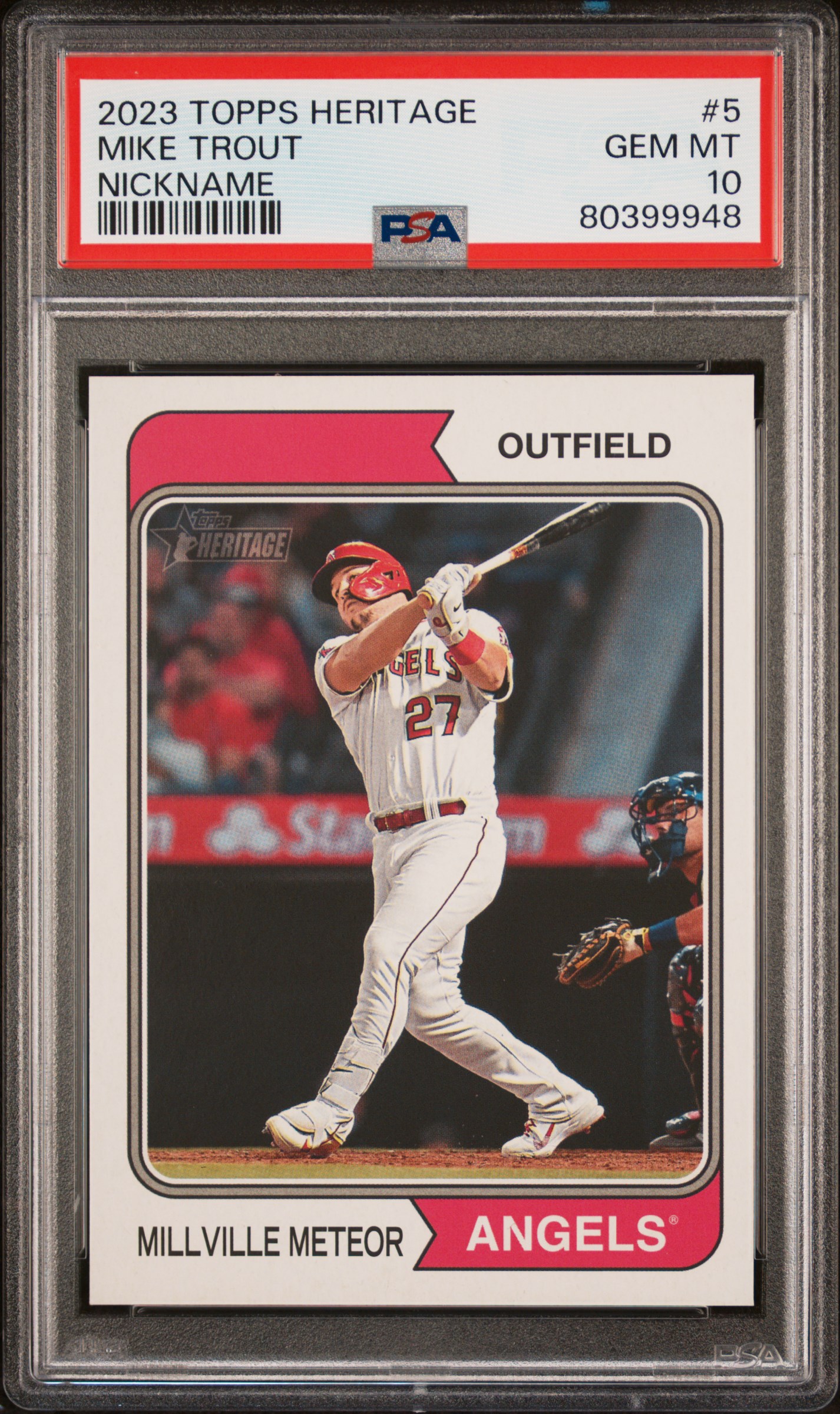 2023 Topps Heritage Nickname #5 Mike Trout – PSA GEM MT 10