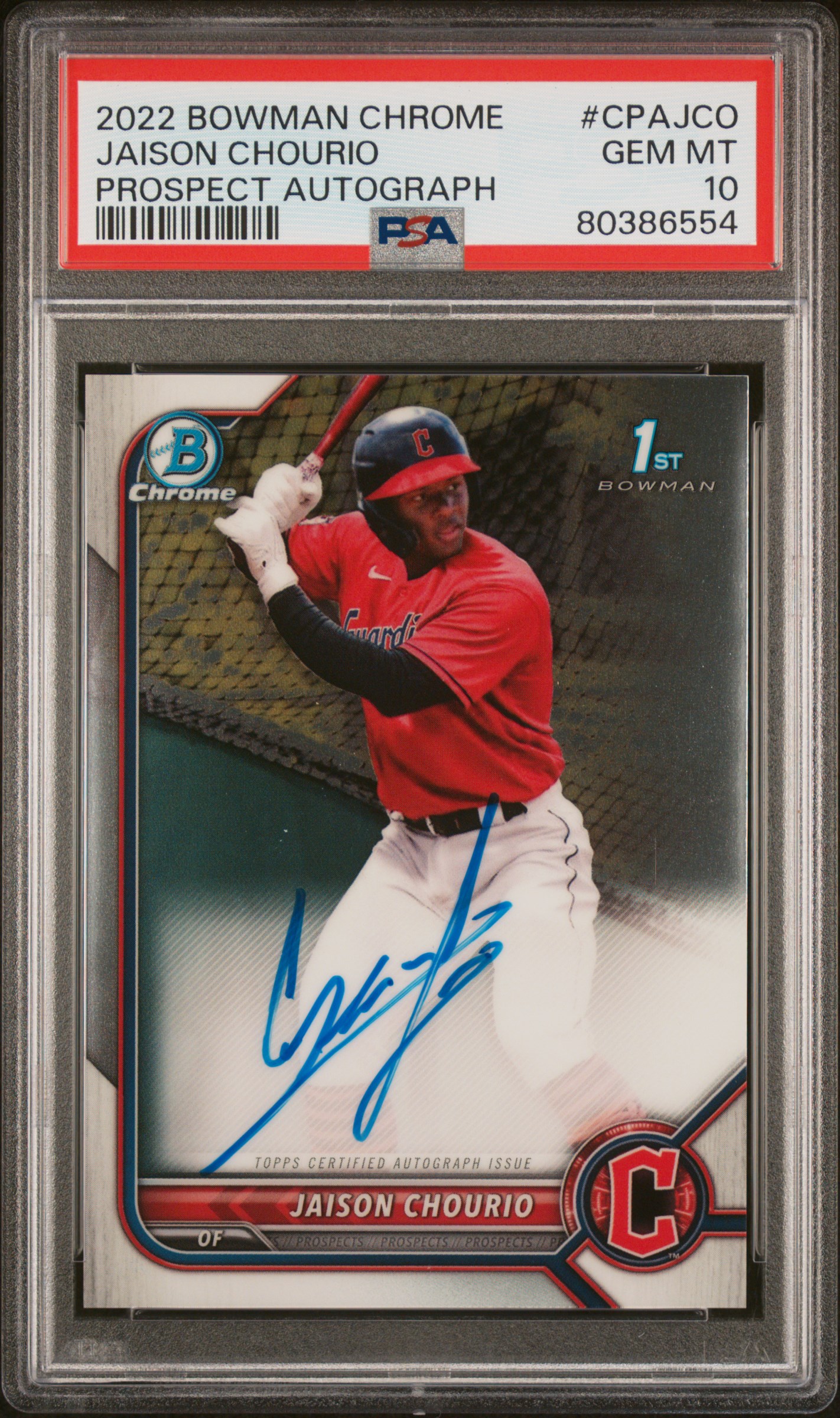 2022 Bowman Jaison Chourio Chrome Prospects Autographs #CPA-JCO PSA 10