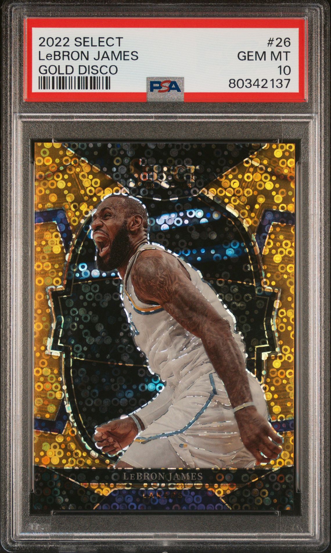 2022 Panini PANINI SELECT GOLD DISCO #26 Lebron James front