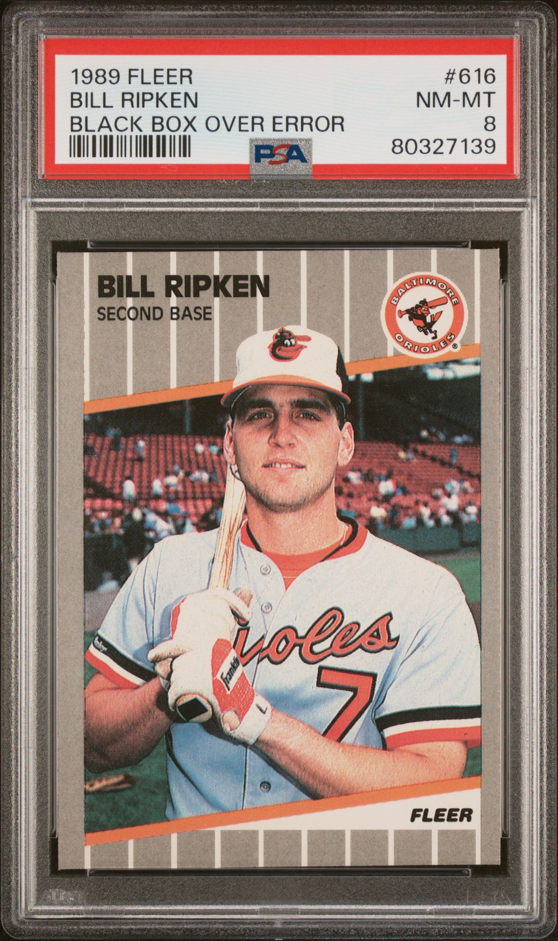 1989 Fleer FLEER BLACK BOX OVER ERROR #616 Bill Ripken front