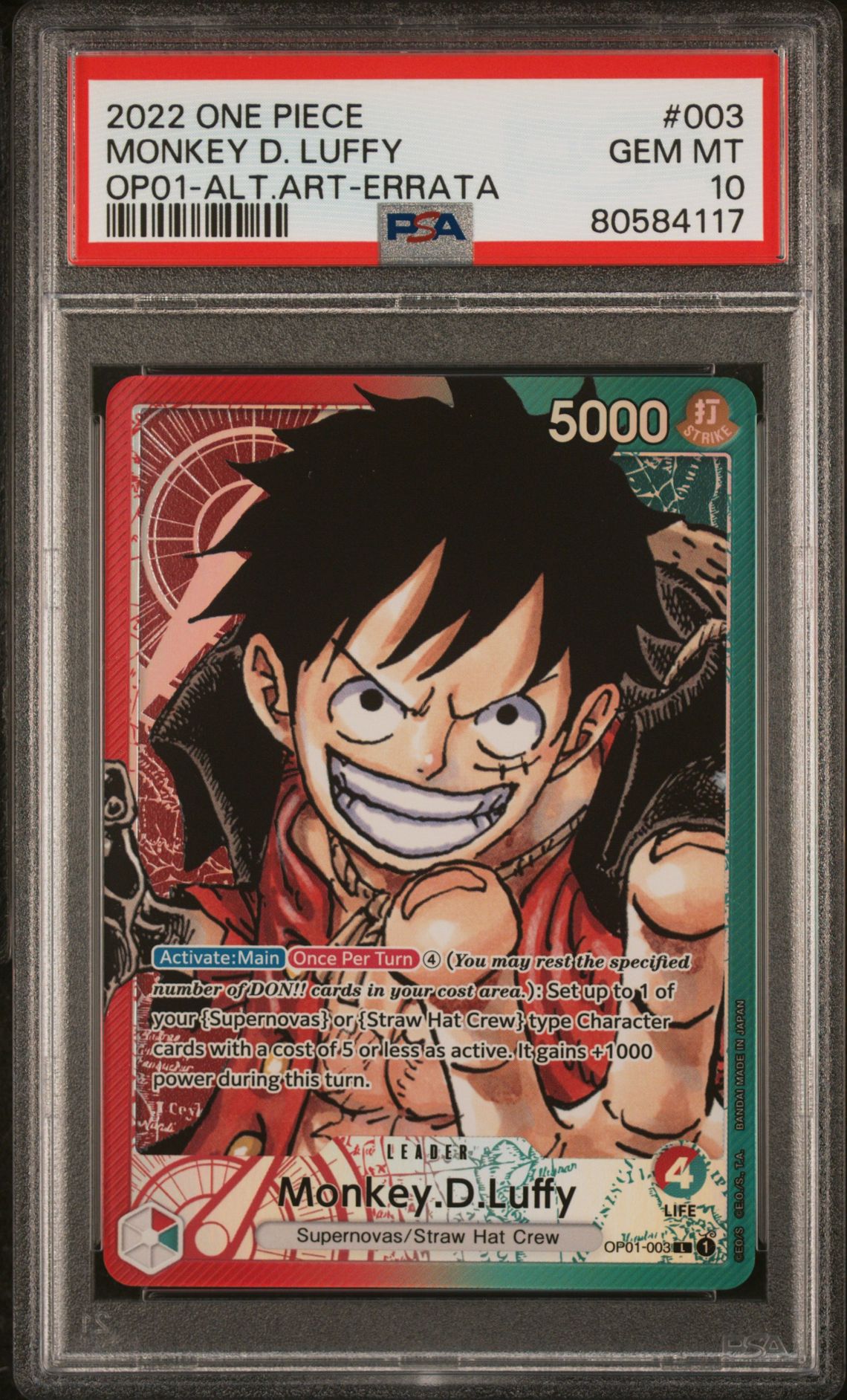 2022 One Piece One Piece Op01-Romance Dawn #003 Monkey D. Luffy front