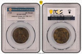 1739 AE Medal Admiral Vernon, A-C PBv 11-l VF35