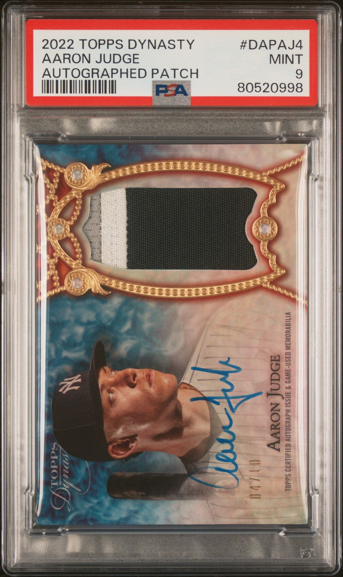 2022 Topps TOPPS DYNASTY AUTOGRAPHED PATCH #DAPAJ4 Aaron Judge front