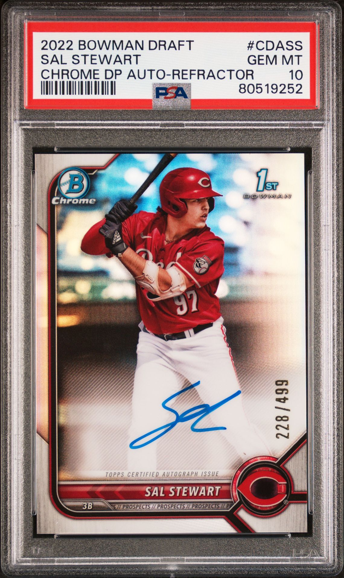 2022 Bowman BOWMAN DRAFT CHROME DRAFT PICK AUTOGRAPHS Refractor #CDASS Sal Stewart front