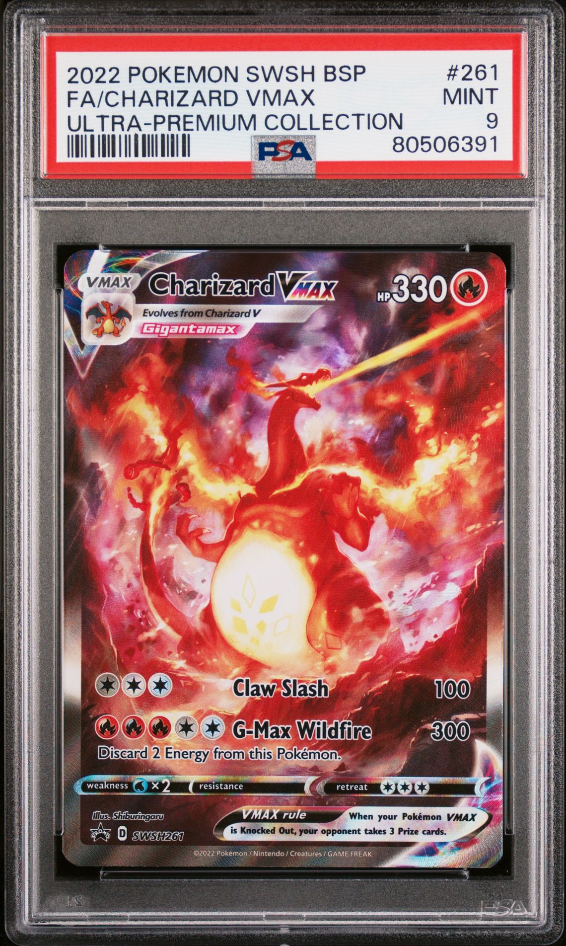 2022 Pokemon Swsh Black Star Promo Fa/Charizard Vmax #261 (Ultra-Premium Collection) Mint 9 front