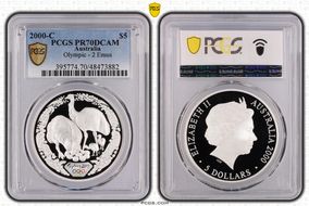 2000-C $5 Olympic - 2 Emus PR70DCAM