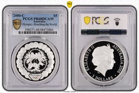 2000-C $5 Olympic - Reaching the World PR68DCAM