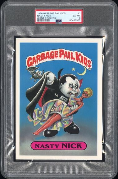 1986 Garbage Pail Kids GARBAGE PAIL KIDS GIANT STICKERS GIANT STICKERS #1 Nasty Nick front
