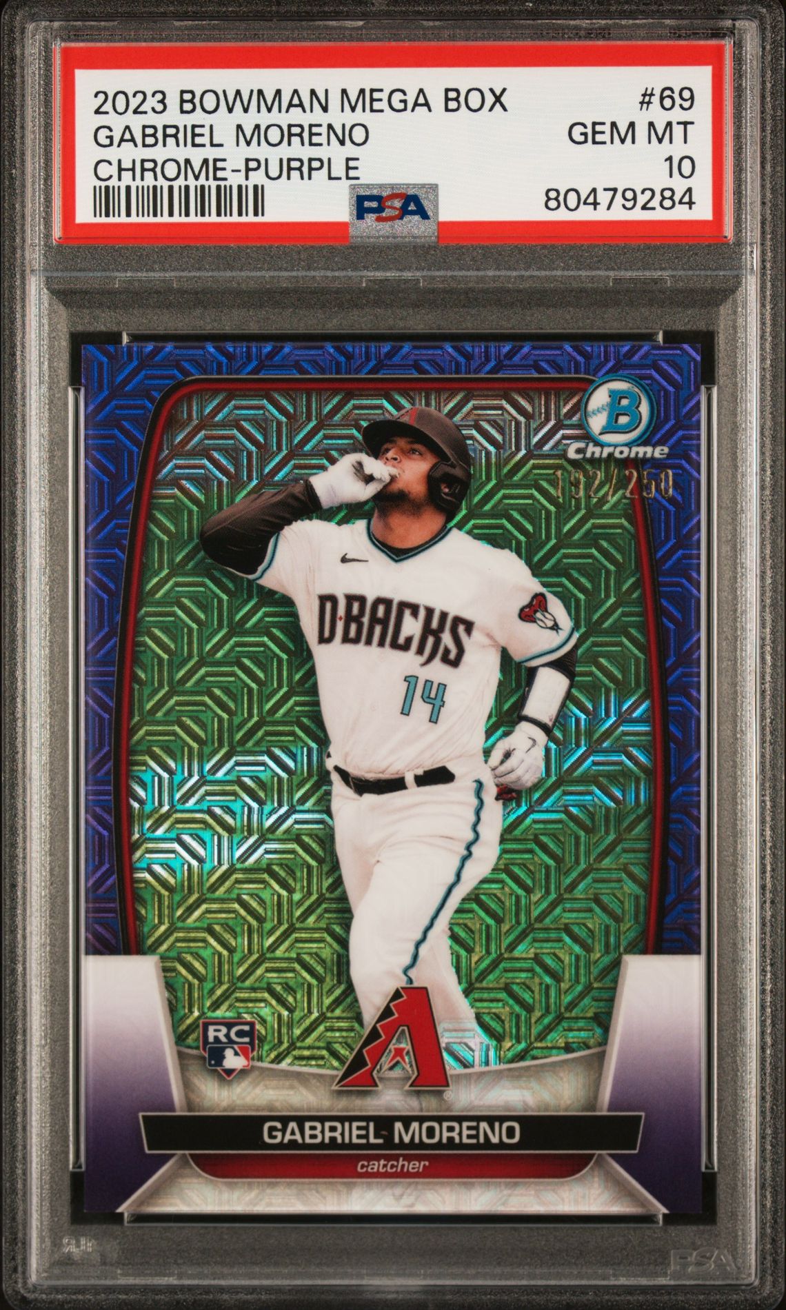 2023 Bowman BOWMAN MEGA BOX CHROME PURPLE REFRACTOR #69 Gabriel Moreno front