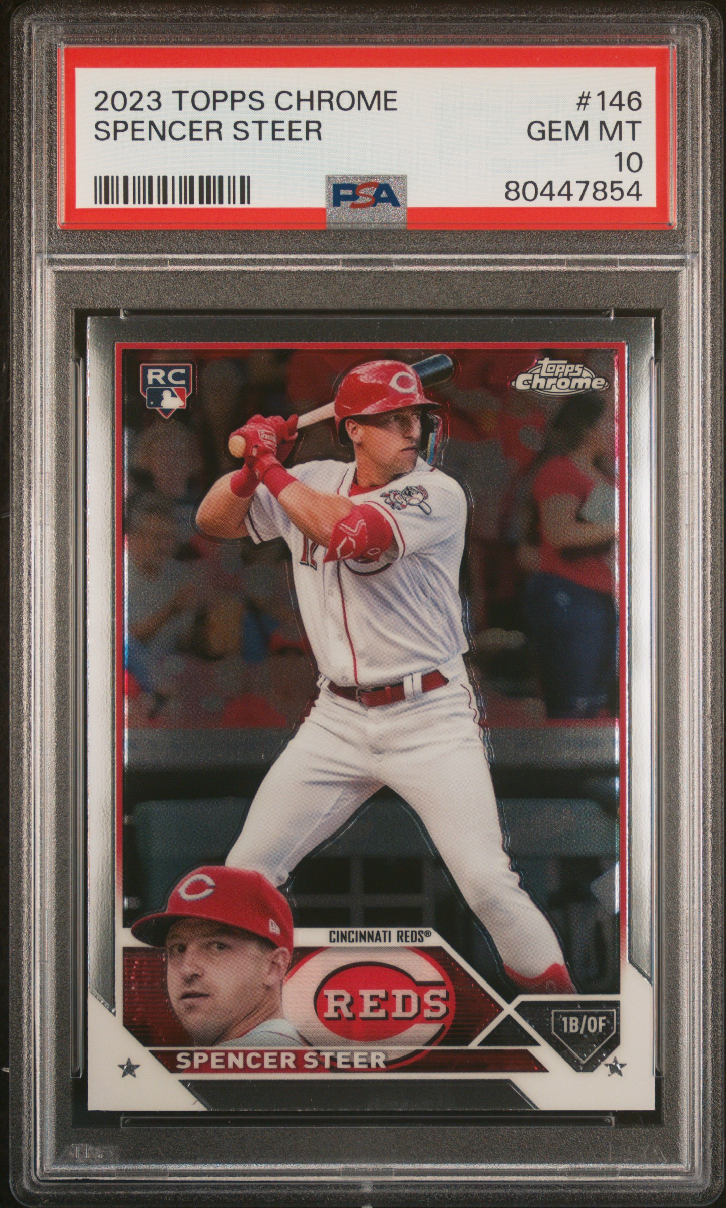 2023 Topps Chrome #146 Spencer Steer PSA 10