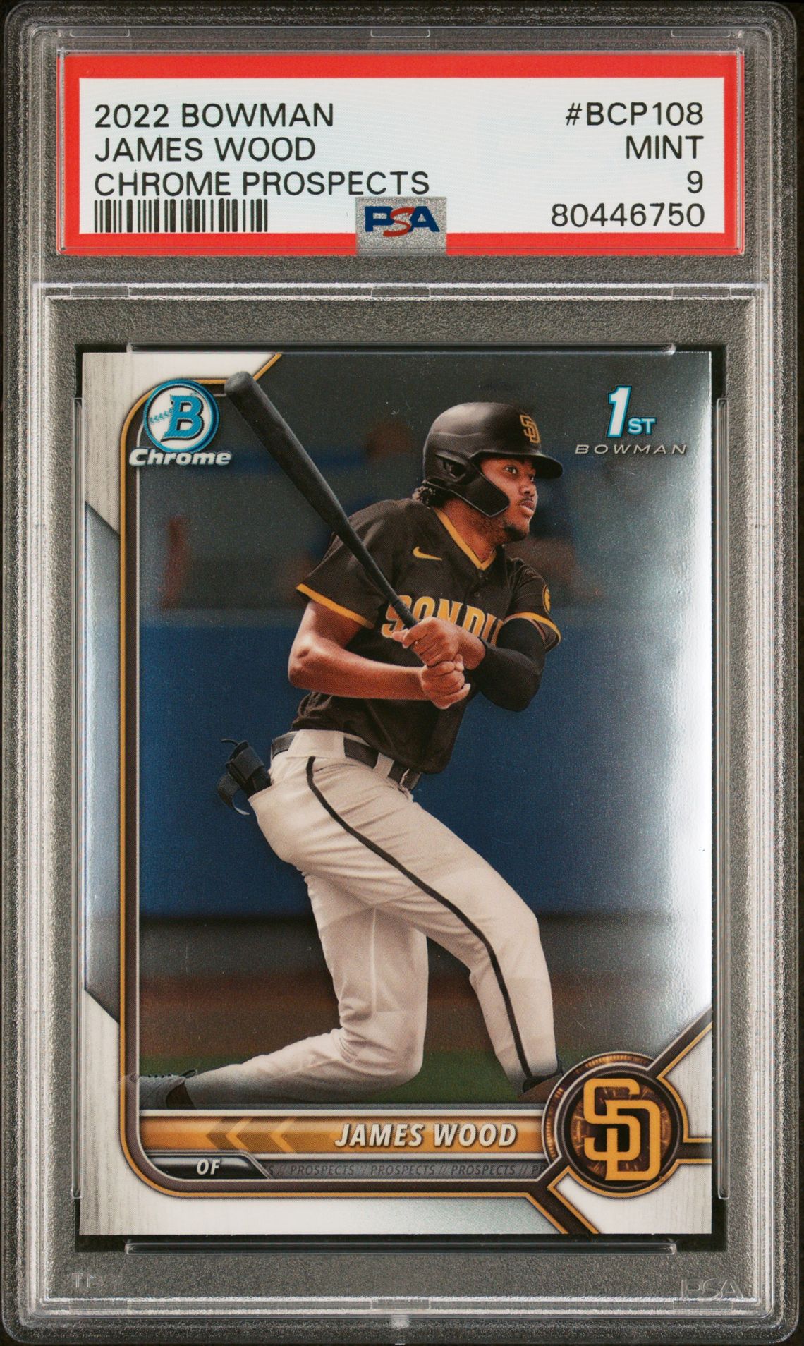 2022 Bowman Chrome Prospects James Wood #Bcp108 (Chrome Prospects) Mint 9 front