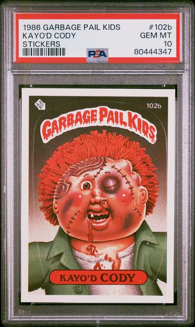1986 Garbage Pail Kids GARBAGE PAIL KIDS STICKERS STICKERS #102B Kayo'D Cody front