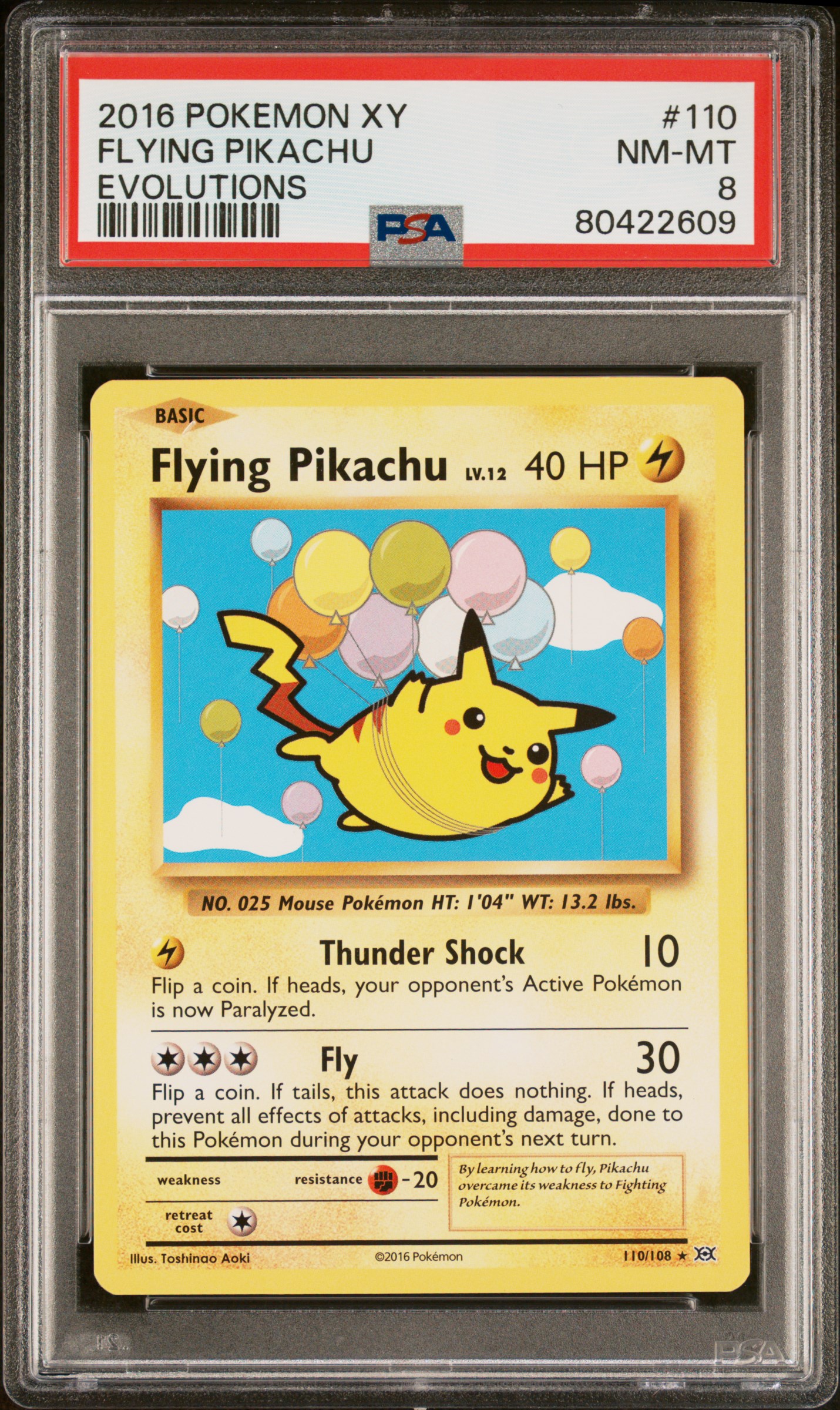 2016 Pokemon Xy Evolutions #110 Flying Pikachu PSA 8