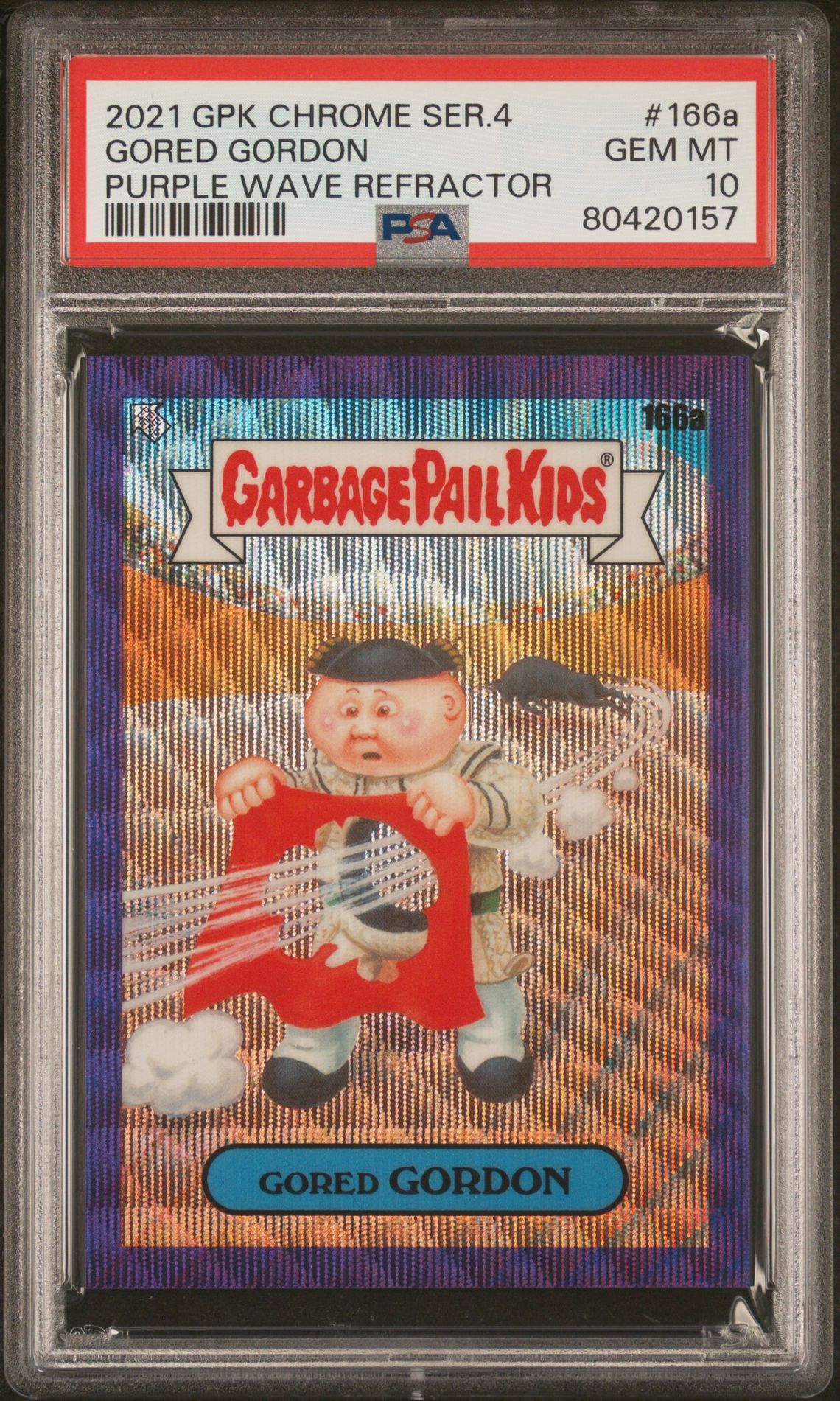 2021 Topps GARBAGE PAIL KIDS CHROME Refractor #166A Gored Gordon front